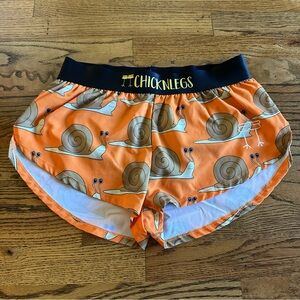 Chickn Legs Snail Print Orange Shorts